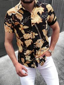 Manfinity AFTRDRK 男士印花前排扣襯衫 - 彩色 - 查看 2