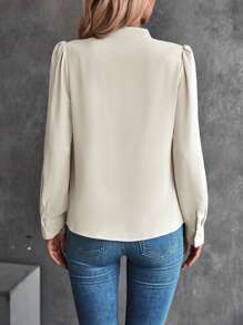 SHEIN Clasi Blusa con diseño de botón de manga farol - Albaricoque - Ver 2
