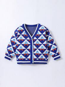 Jonge jongen Geopatroon Gestreepte trim Cardigans