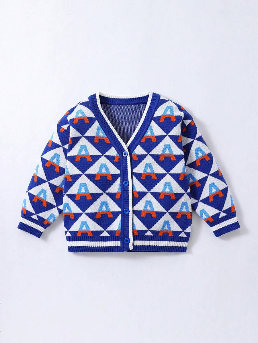 Jonge jongen Geopatroon Gestreepte trim Cardigans
