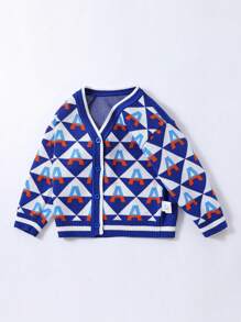 Jonge jongen Geopatroon Gestreepte trim Cardigans