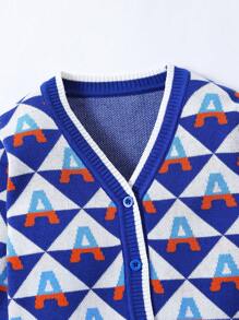 Jonge jongen Geopatroon Gestreepte trim Cardigans