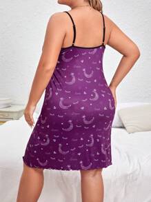 Plus Galaxy 印花生菜边吊带睡衣睡裙