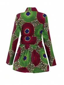 滿版印花青果領腰帶外套 - 彩色 - 查看 2