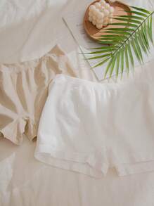 女式休闲纯色多色面料平角内裤，略有弹性，5条装 - 彩色 - 查看 2