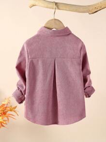 SHEIN 女小童翻蓋口袋前紐扣燈芯絨襯衫 - 藕粉色 - 查看 2