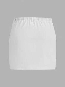 SHEIN EZwear Hơn Túi có nắp Váy chở hàng - trắng - Xem 2