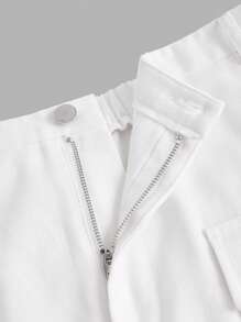 SHEIN EZwear Hơn Túi có nắp Váy chở hàng - trắng - Xem 3