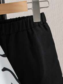 SHEIN 男小童恐龍印花連帽夾克和褲子&帽 - 黑與白 - 查看 7