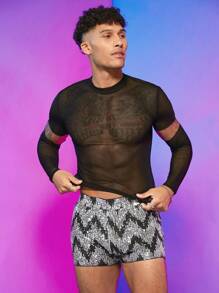 FeverCity 男士亮片鋸齒圖案短褲 - 彩色 - 查看 3