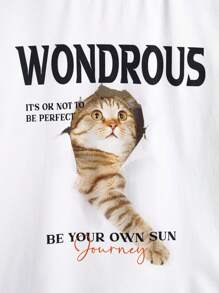 Manfinity RebelGame Men Cat & Slogan Graphic Tee