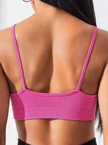 Easithlete Camo Print Crop Sports Teeworkout Tank Top - Pink - View 2