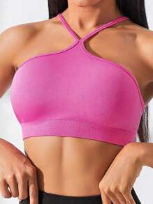 Easithlete Camo Print Crop Sports Teeworkout Tank Top - Pink - View 3