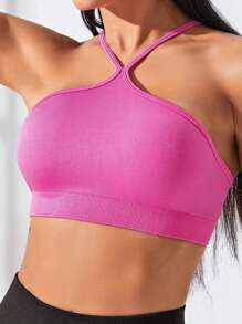 Easithlete Camo Print Crop Sports Teeworkout Tank Top - Pink - View 5