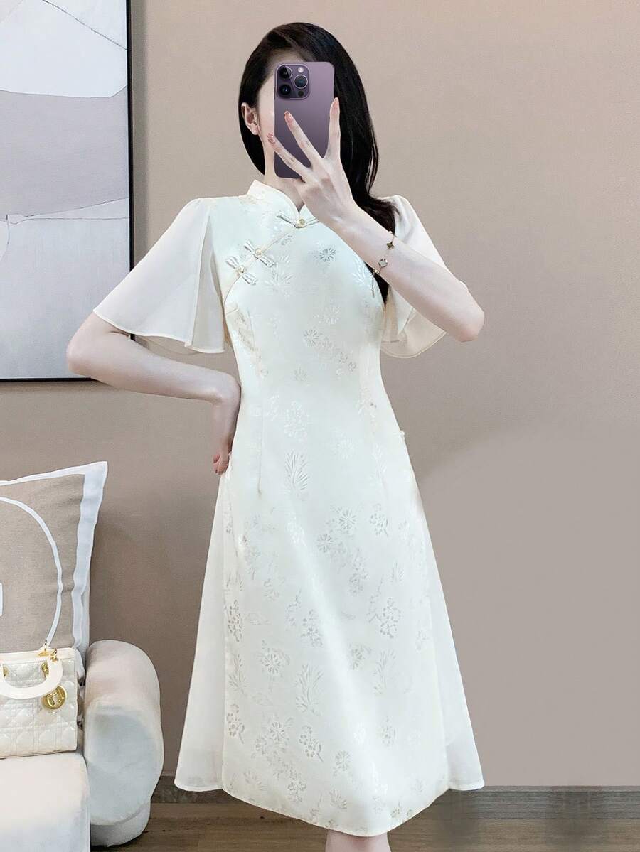 Printed Qipao/Cheongsam/Chinese Dress, Perfect For Chinese New Year Celebration