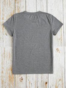 SHEIN LUNE Halloween Print Tee - Grey - View 2