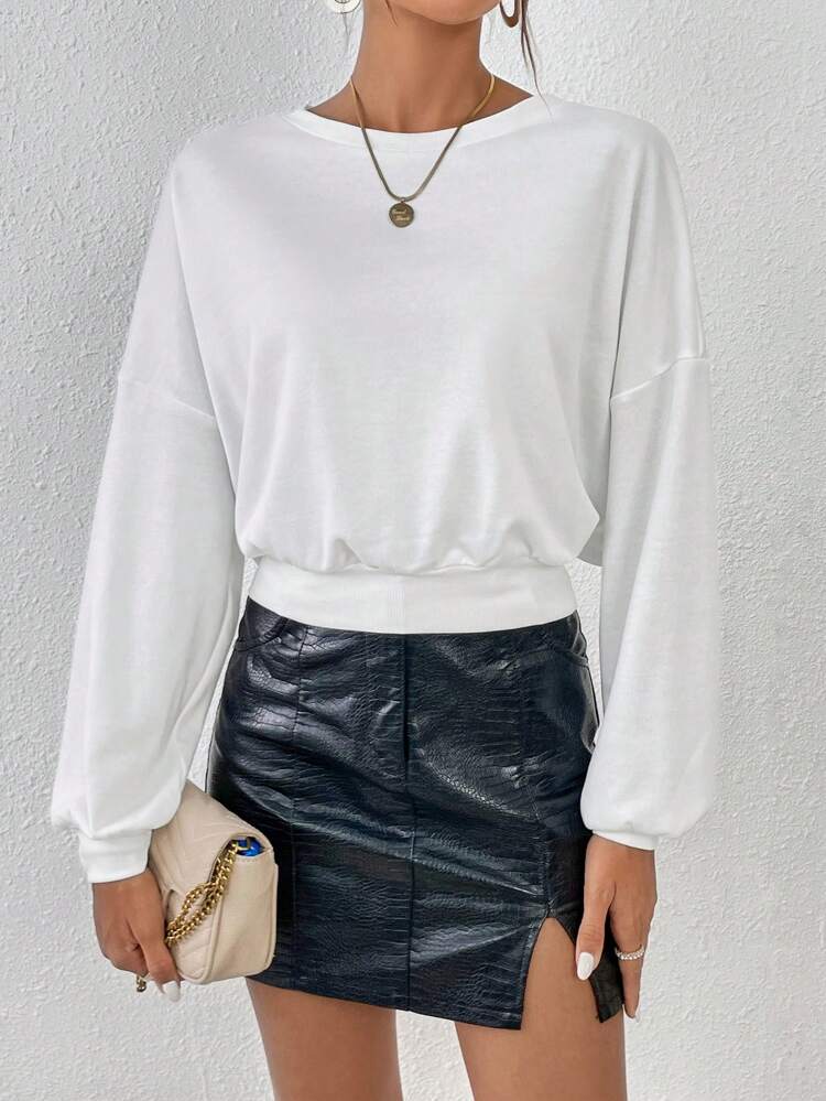 Drop Shoulder Tie Back Sweatshirt