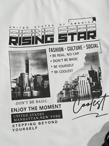 Manfinity VCAY Nam Đồ họa Khẩu hiệu Áo thun & Eo dây rút Quần thể thao - Đen và trắng - Xem 5