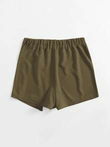 SHEIN Essnce Skort con abertura delantera de cintura elástica - Verde militar - Ver 2