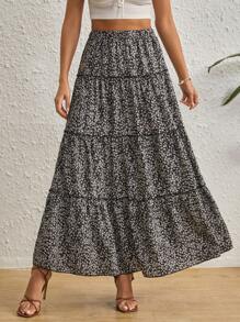 SHEIN VCAY 碎花荷葉邊半身裙