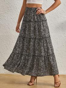 SHEIN VCAY 碎花荷葉邊半身裙