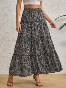 SHEIN VCAY 碎花荷葉邊半身裙