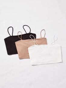 SHEIN BASICS Top de tirantes corto unicolor - Blanco - Ver 4