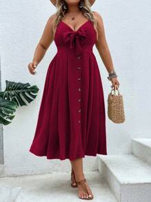 Breezaya Plus Knot Front Cami Dress