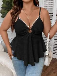 Celure Plus Ring Linked Peplum Cami Top