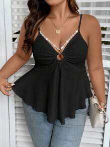 Celure Plus Ring Linked Peplum Cami Top