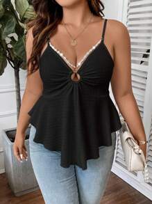 Celure Plus Ring Linked Peplum Cami Top