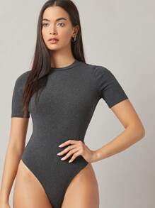 SHEIN BASICS Bộ đồ liền thân ôm sát cơ thể cho mùa hè - Màu xám đen - Xem 1