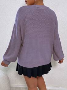 Flirla Plus Appliques Drop Shoulder Duster Cardigan - Purple - View 2