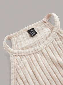 SHEIN EZwear Vestido ajustado unicolor tejido de canalé