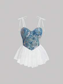 SHEIN MOD Floral Print Tie Shoulder Cami Top - Multicolor - View 1