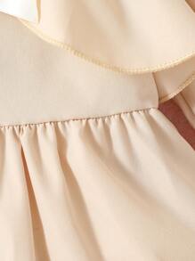 女嬰彼得潘領前蝴蝶結荷葉邊下擺外套 - 杏色 - 查看 4