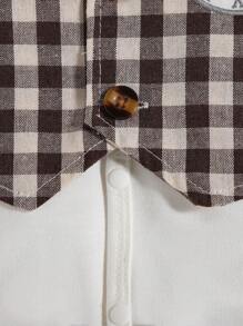 Baby Boy Plaid Print Bow Front 2 In 1 Jumpsuit & Hat - Multicolor - View 5