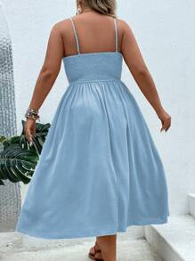 SHEIN Clasi Plus Knot Front Cami Dress - Baby Blue - View 2