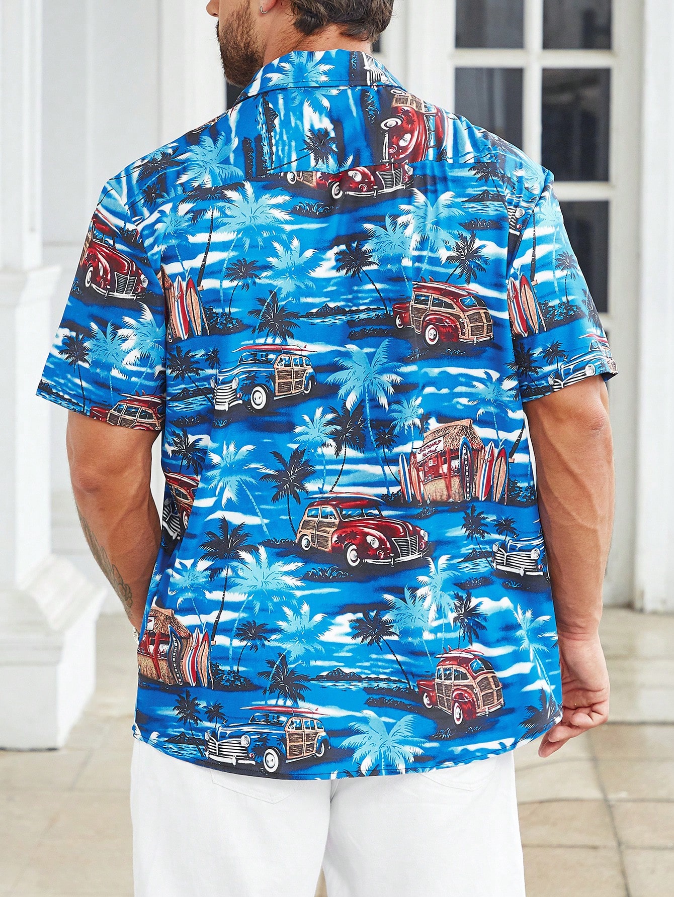 Manfinity RSRT Men Plus Car Palm Tree Print Shirt SHEIN UK manfinity-rsrt-men-plus-car-palm-tree-print-shirt-shein-uk