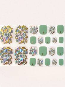 Pegatinas 3D estereoscópicas brillantes de verano con diseño de concha verde falsa para uñas de los pies, adecuadas para viajes, fiestas y manicura - Multicolor - Ver 2