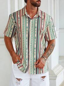Manfinity RSRT Hombres Camisa con estampado geométrico sin camiseta - Multicolor - Ver 6