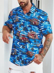 Manfinity RSRT Nam Plus Ô tô/xe hơi & bản in cây cọ Áo sơ mi - Nhiều màu - Xem 6