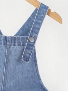 Young Girl Floral Print Denim Overall