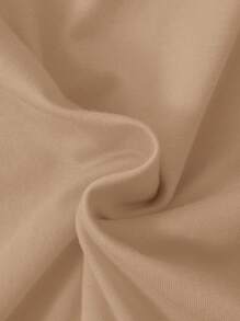 SHEIN 男大童字母圖案織帶拼接T恤和短褲 - 杏色 - 查看 3