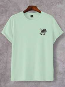 Genlund Hombres Camiseta con estampado tropical - verde menta - Ver 4