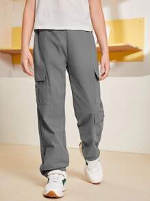 SHEIN Tween Boy 灰色休闲工装裤