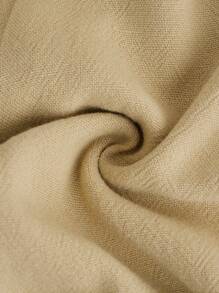 SHEIN Teen Girl Drawstring Waist Wide Leg Trousers - Khaki - View 3