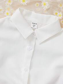 SHEIN Tween Girl Ditsy Floral Print Cami Dress & Ruffle Armhole Shirt - Multicolor - View 3