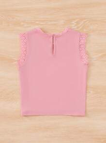 SHEIN Young Girl Contrast Guipure Lace Keyhole Back Tank Top