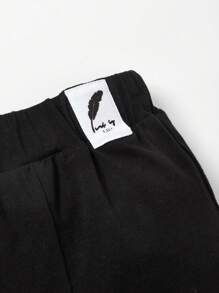 Baby Boy 2pcs Letter Patched Detail Joggers - Dusty Blue - View 3